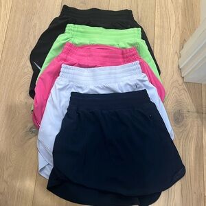 Bundle of 5 Lululemon 6inch skirts.